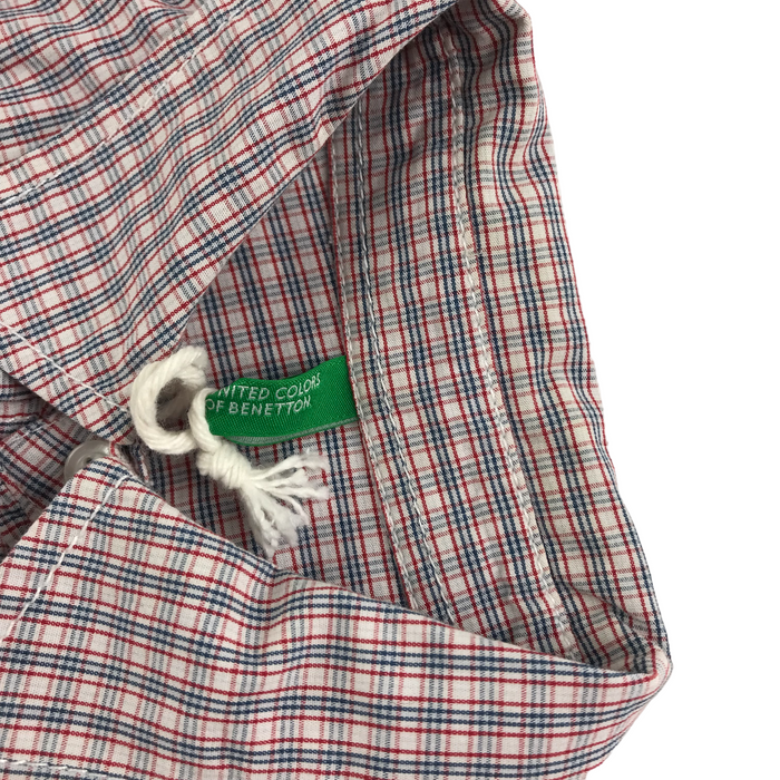 Benetton 8-9 years red blue check cotton shirt