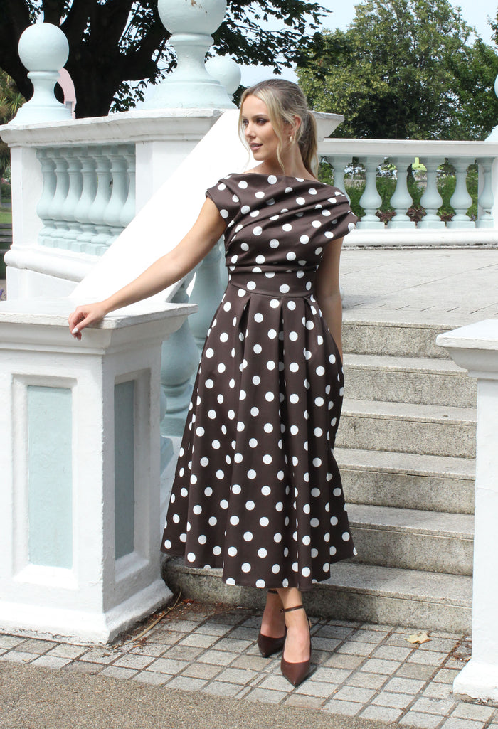 Betty Asymmetric Neckline Skater Midi
