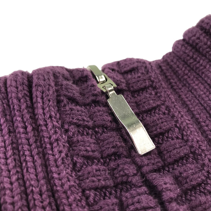 BHS women's 10 purple plain half zip turtle neck jumper
