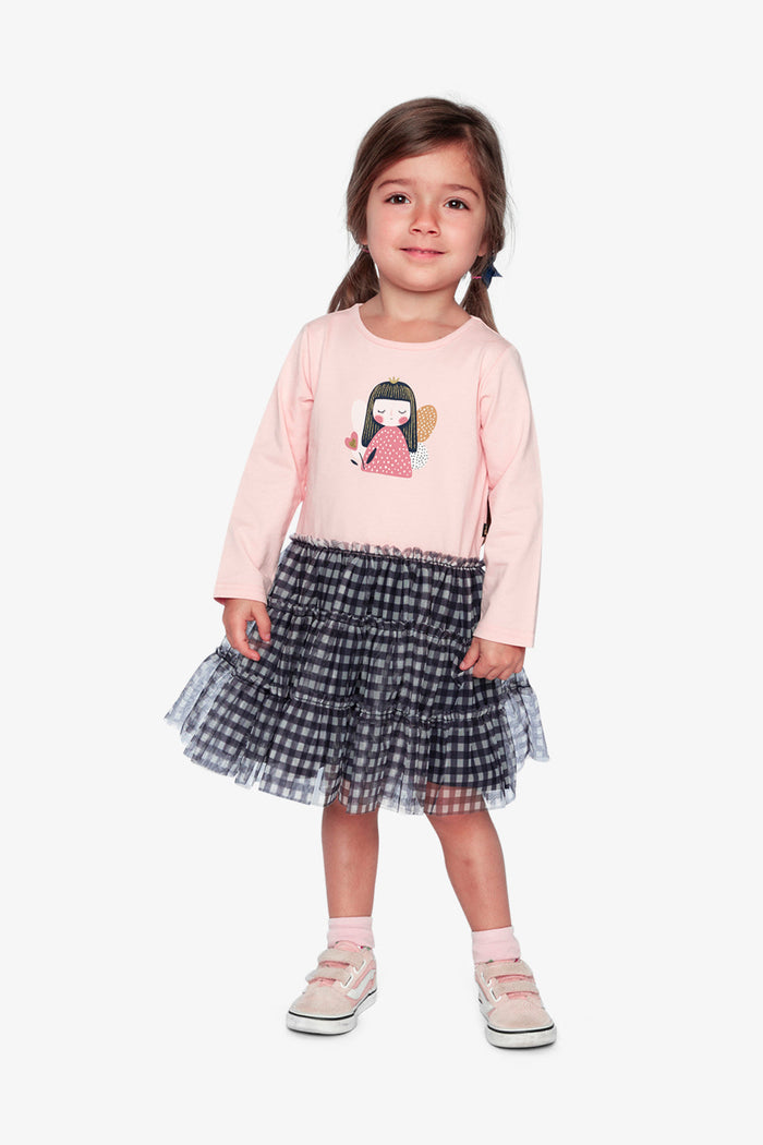 Deux par Deux dusty pink and navy gingham dress, lookbook view