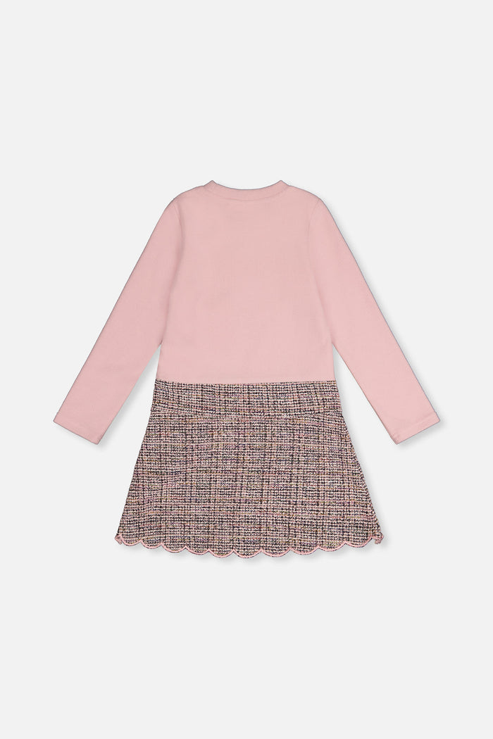 Deux par Deux pink and black knit dress, back view