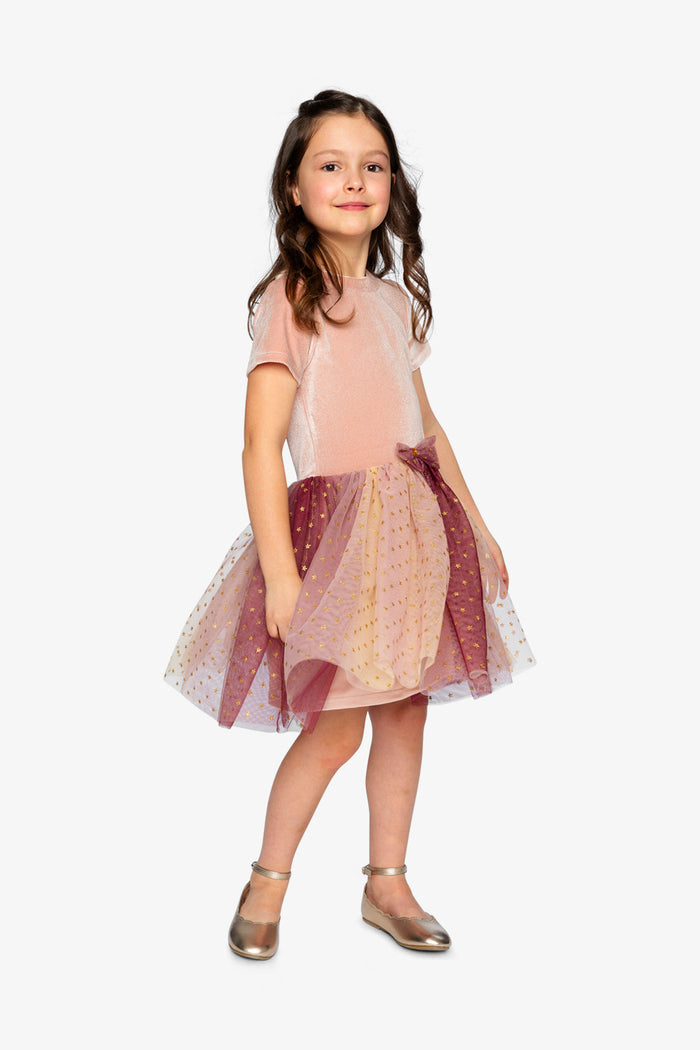Deux par Deux pink velvet and mesh dress, lookbook view