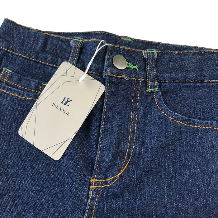 Bienzoe 7-8 years blue denim adjustable waist shorts