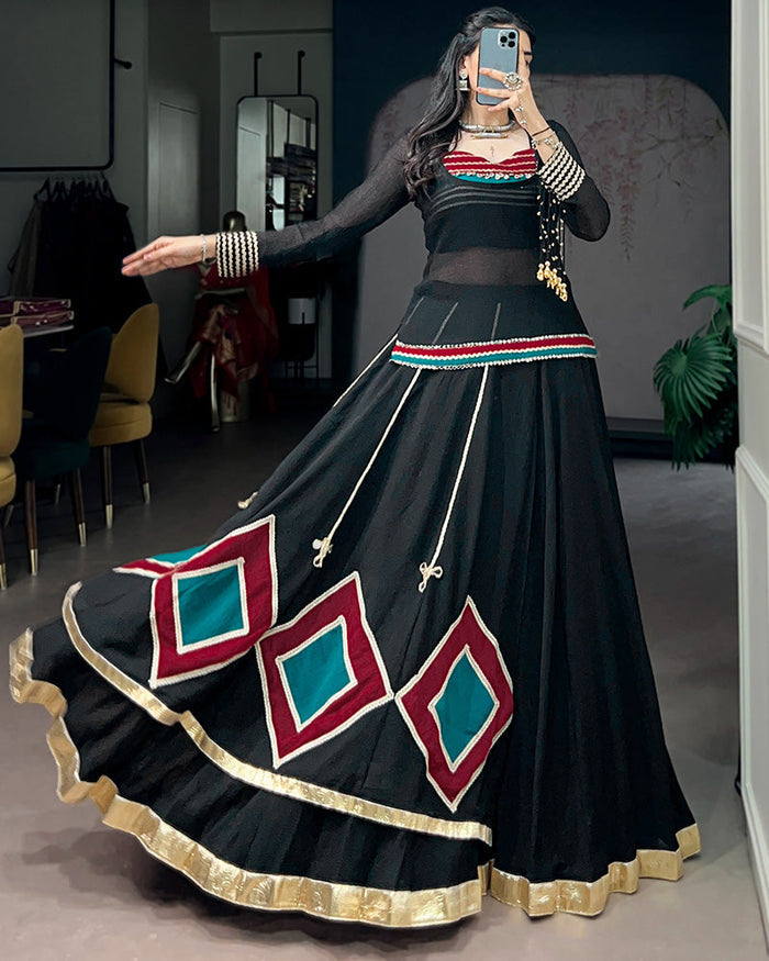 BLACK COLOR PURE MARBEL NAVRATRI LEHENGA CHOLI