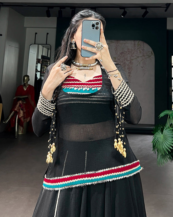 BLACK COLOR PURE MARBEL NAVRATRI LEHENGA CHOLI
