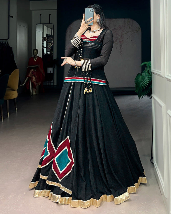 BLACK COLOR PURE MARBEL NAVRATRI LEHENGA CHOLI