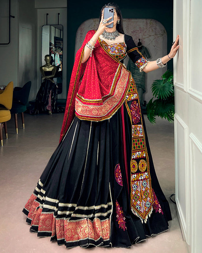 Black Color Pure Rayon Navratri Special Lehenga Choli
