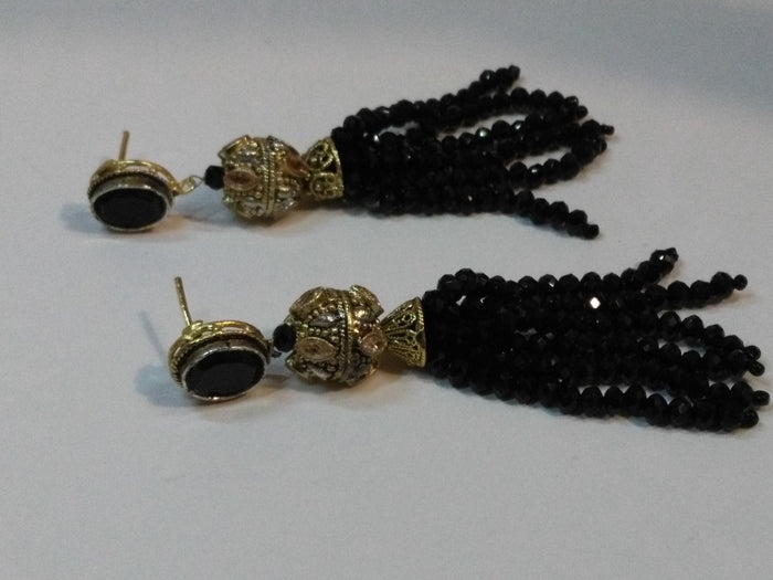 Jelly Fish Style Black colored layered handing bead strands - NATASHAHS