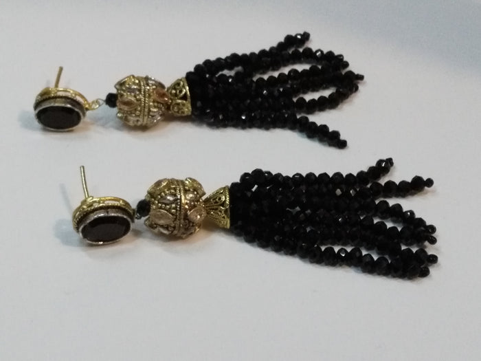 Jelly Fish Style Black colored layered handing bead strands - NATASHAHS