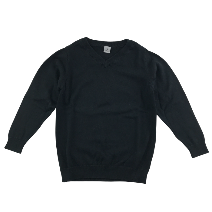 Black unisex v-neck school jumper