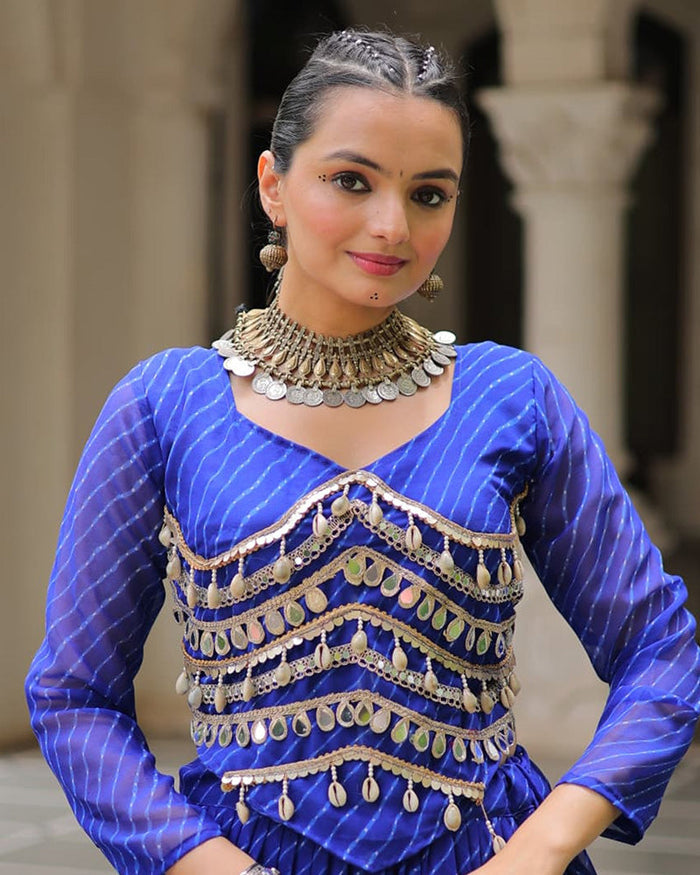 Blue Color Soft Georgette Navratri Lehenga Choli