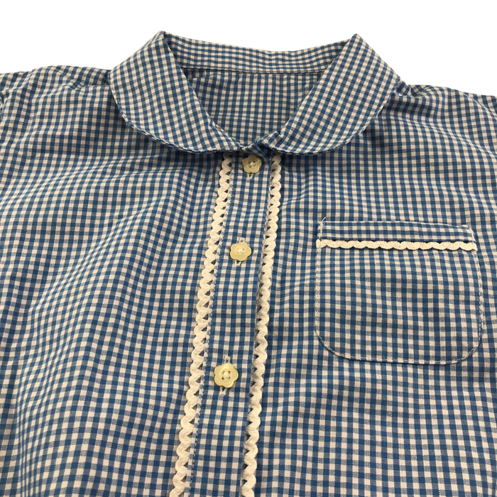Blue gingham with buttons school summer dress