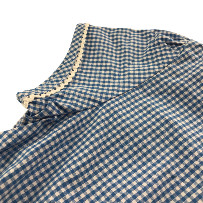 Blue gingham with buttons school summer dress