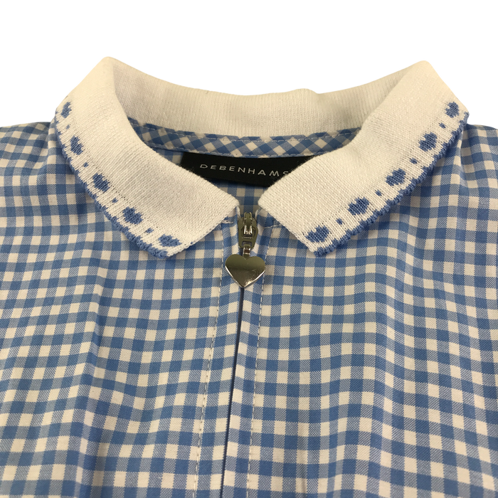 Blue gingham with zipper school playsuit