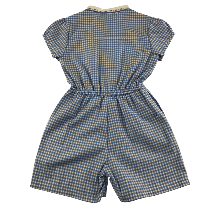 Blue gingham with zipper school playsuit