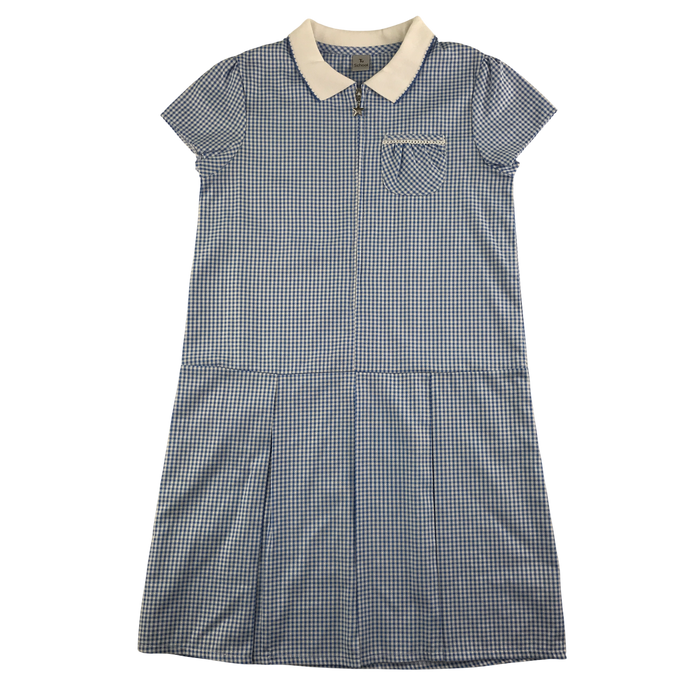 Blue gingham with zipper school summer dress