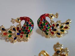 Blue Peacock Earrings & Rings set - NATASHAHS