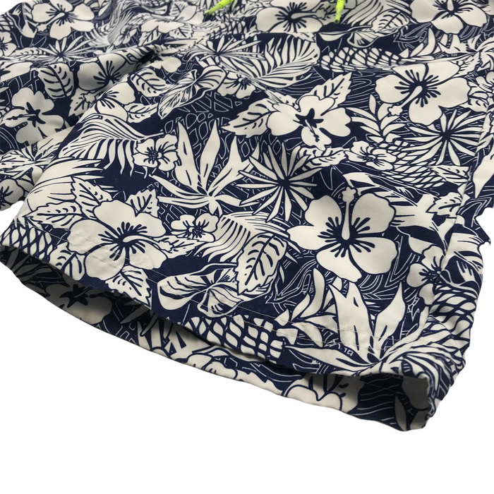 Bluezoo 8-9 years navy blue white floral swim trunks