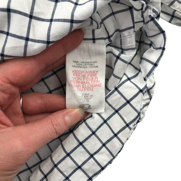 Boden 5 years white and navy checked long sleeve buttoned cotton shirt