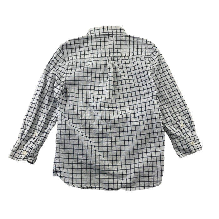 Boden 5 years white and navy checked long sleeve buttoned cotton shirt
