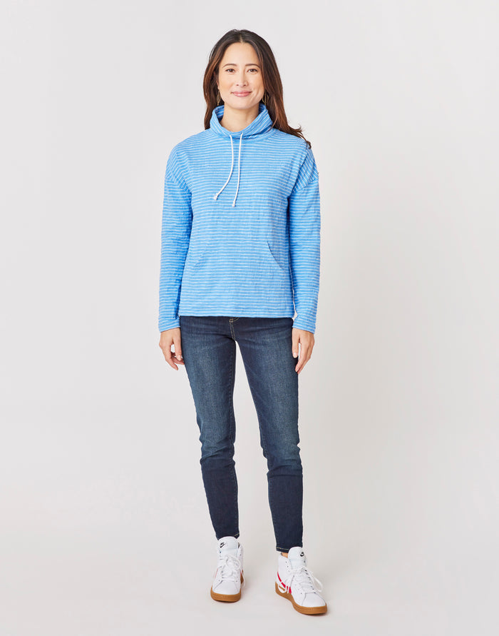 Bodie Funnel Neck: Bluebay Stripe - FINAL SALE