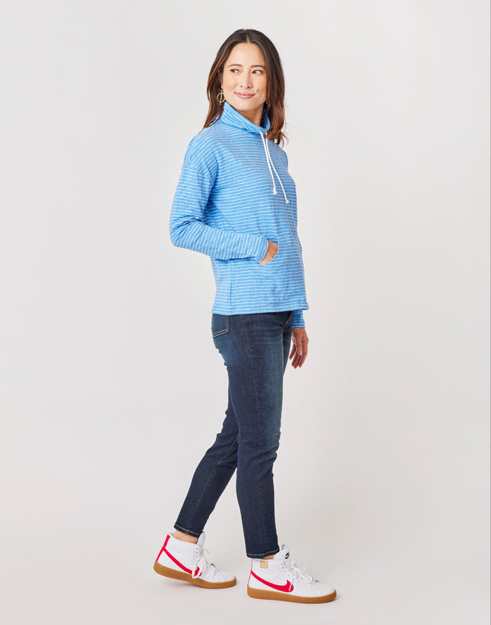 Bodie Funnel Neck: Bluebay Stripe - FINAL SALE