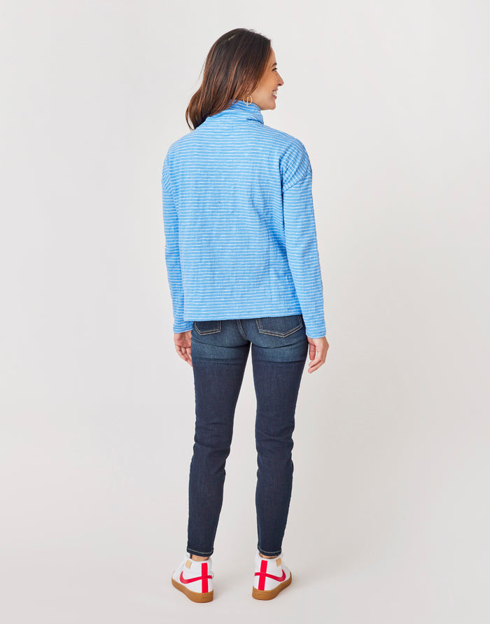 Bodie Funnel Neck: Bluebay Stripe - FINAL SALE