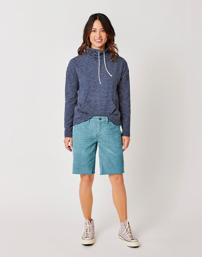 Bodie Funnel Neck: Navy Stripe - FINAL SALE