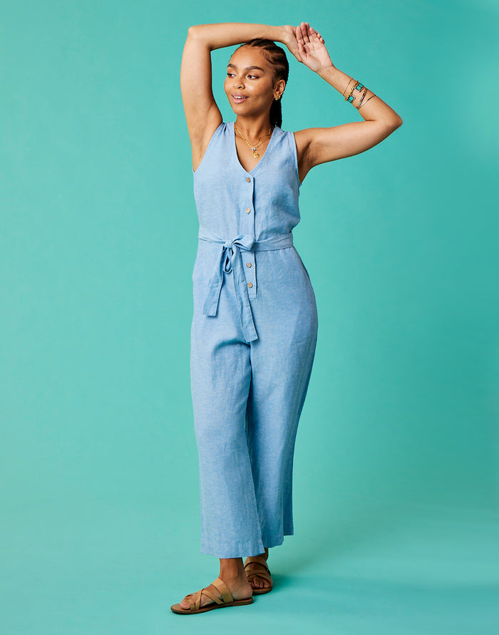 Bonfire Jumpsuit: Lt. Royal Chambray - FINAL SALE