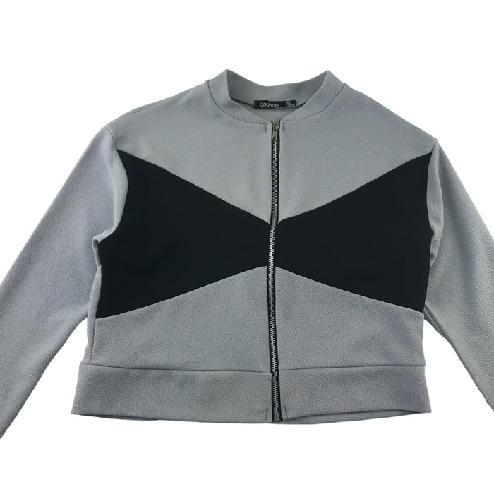 Boohoo women's 12 grey zipped cropped sweater