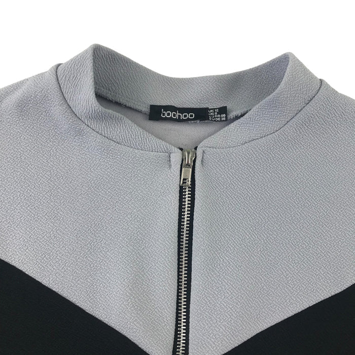 Boohoo women's 12 grey zipped cropped sweater