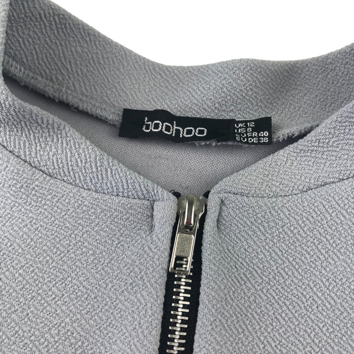Boohoo women's 12 grey zipped cropped sweater