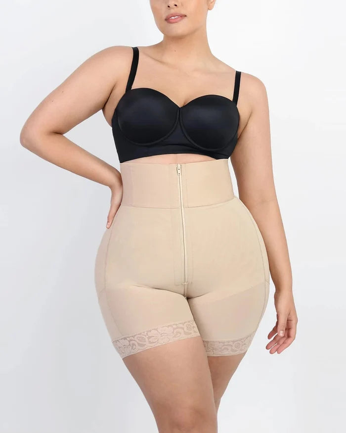 Zipper-front Shorts / Beige / 2X
