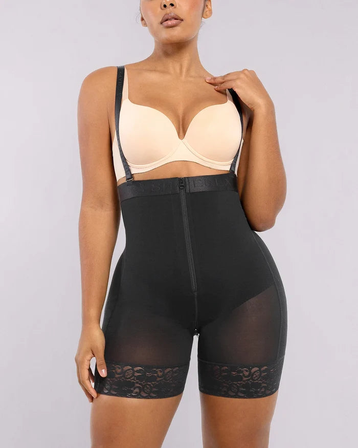 Shapellx Detachable Straps Full Body Shaper with zipper crotch and abdominal control, front view