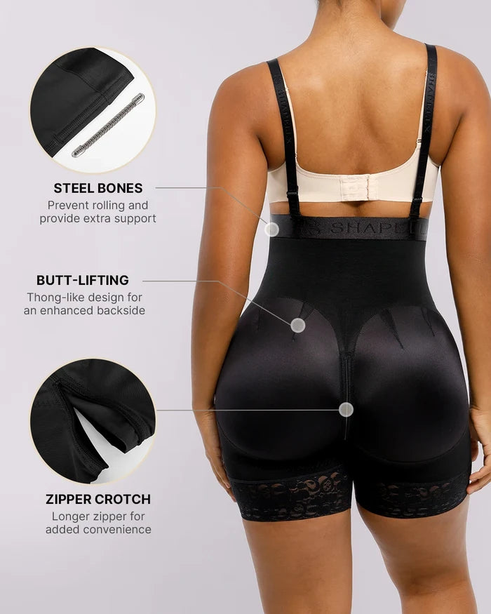 Back view of full body shaper showing exclusive butt-lifting design for a defined shape