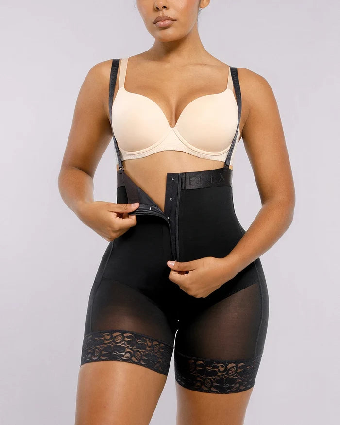 Close-up of three-layer abdominal compression panel for strengthened tummy control