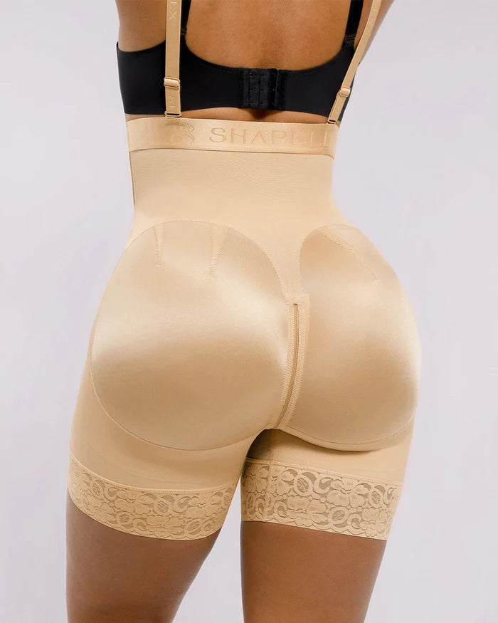 Back view of full body shaper showing exclusive butt-lifting design for a defined shape