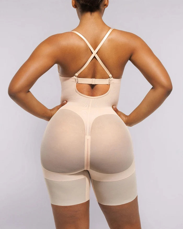Back view of butt-lifting bodysuit enhancing natural body curves