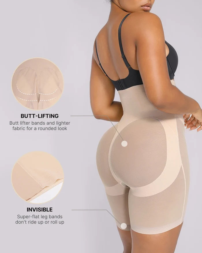 Breathable mesh compression fabric for lightweight shaping support