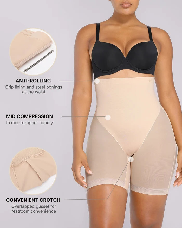Breathable mesh compression fabric for lightweight shaping support