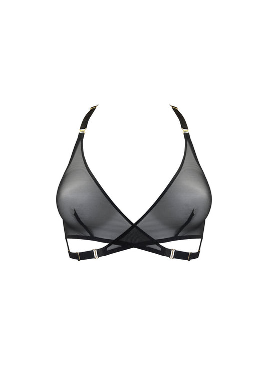 Bordelle Signature Art Deco Black Wireless Soft Cup Mesh Wrap Bra - House Of Huntington