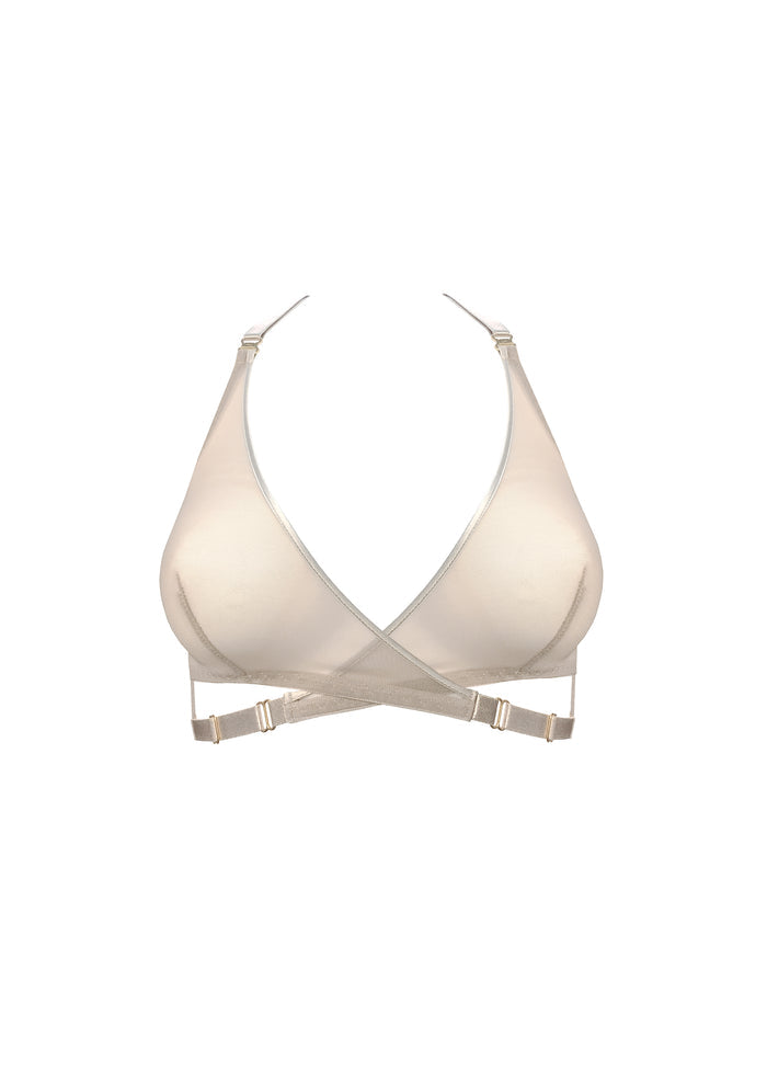 Bordelle Signature Art Deco Caramel Wireless Soft Cup Mesh Wrap Bra - House Of Huntington