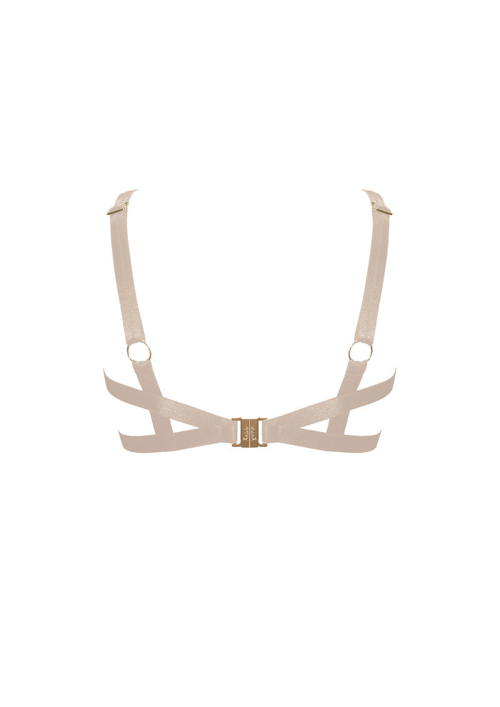 Bordelle Signature Wireless Satin Caramel Ouvert Bondage Belle Frame Bra - House Of Huntington