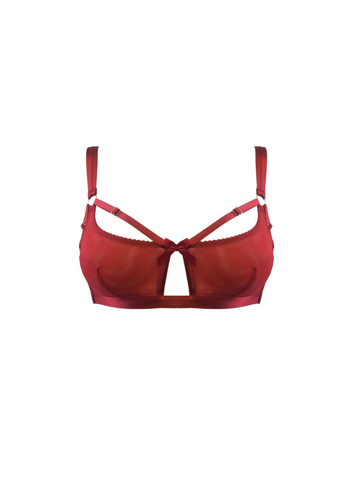 Bordelle Signature Wireless Soft Mesh Red Bondage Belle Bra - House Of Huntington