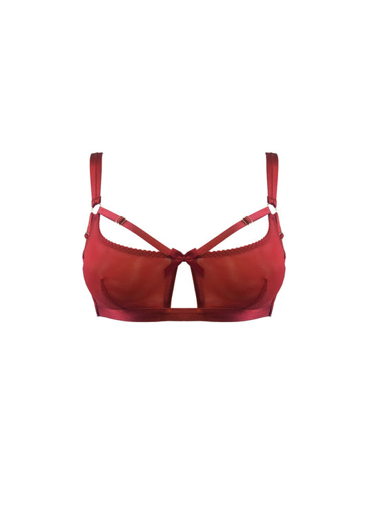 Bordelle Signature Wireless Soft Mesh Red Bondage Belle Bra - House Of Huntington