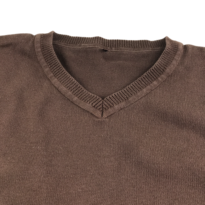 Brown unisex v-neck school jumper