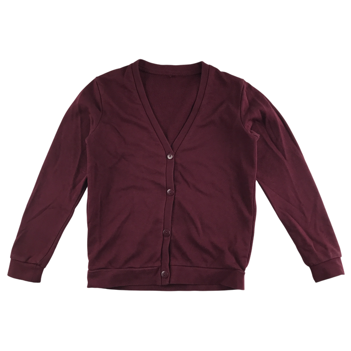 Burgundy girls jersey school cardigan