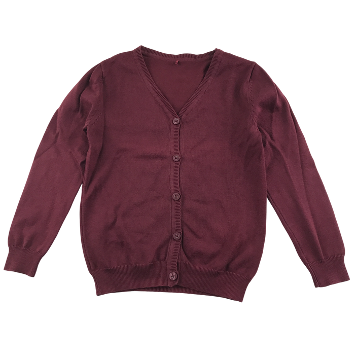 Burgundy girls plain school cardigan