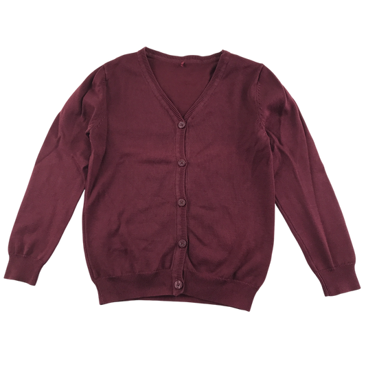 Burgundy girls plain school cardigan