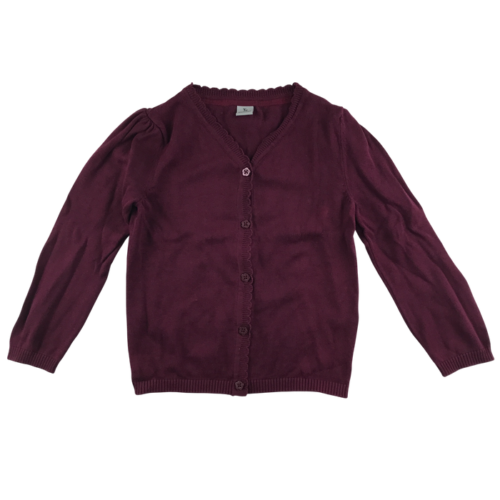 Burgundy girls scallop neck school cardigan